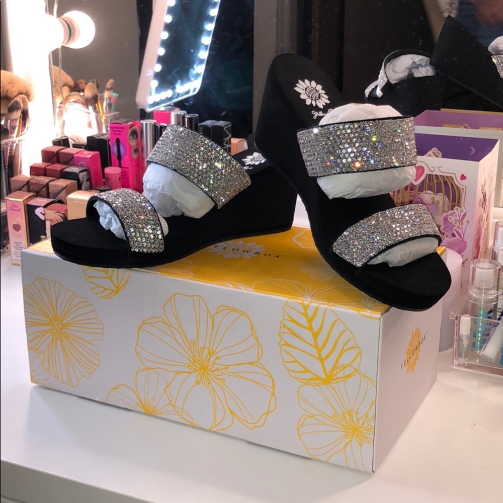Yellow Box Frisky Rhinestone wedges